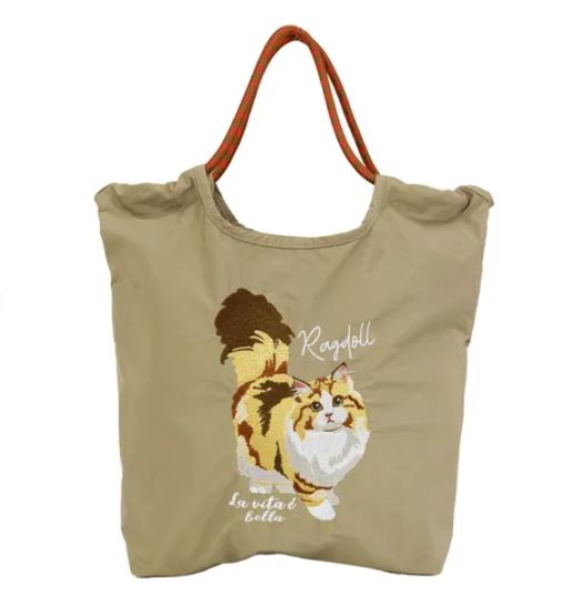 日本貓刺繡手提袋