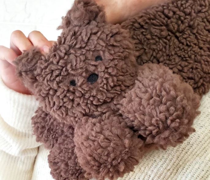 日本立體毛絨小熊圍巾