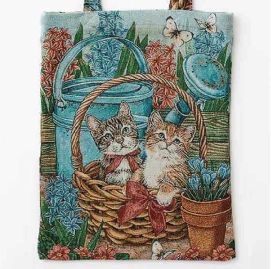 日本提花貓咪印花手提袋