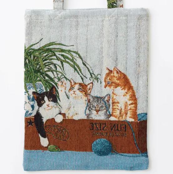 日本提花貓咪印花手提袋