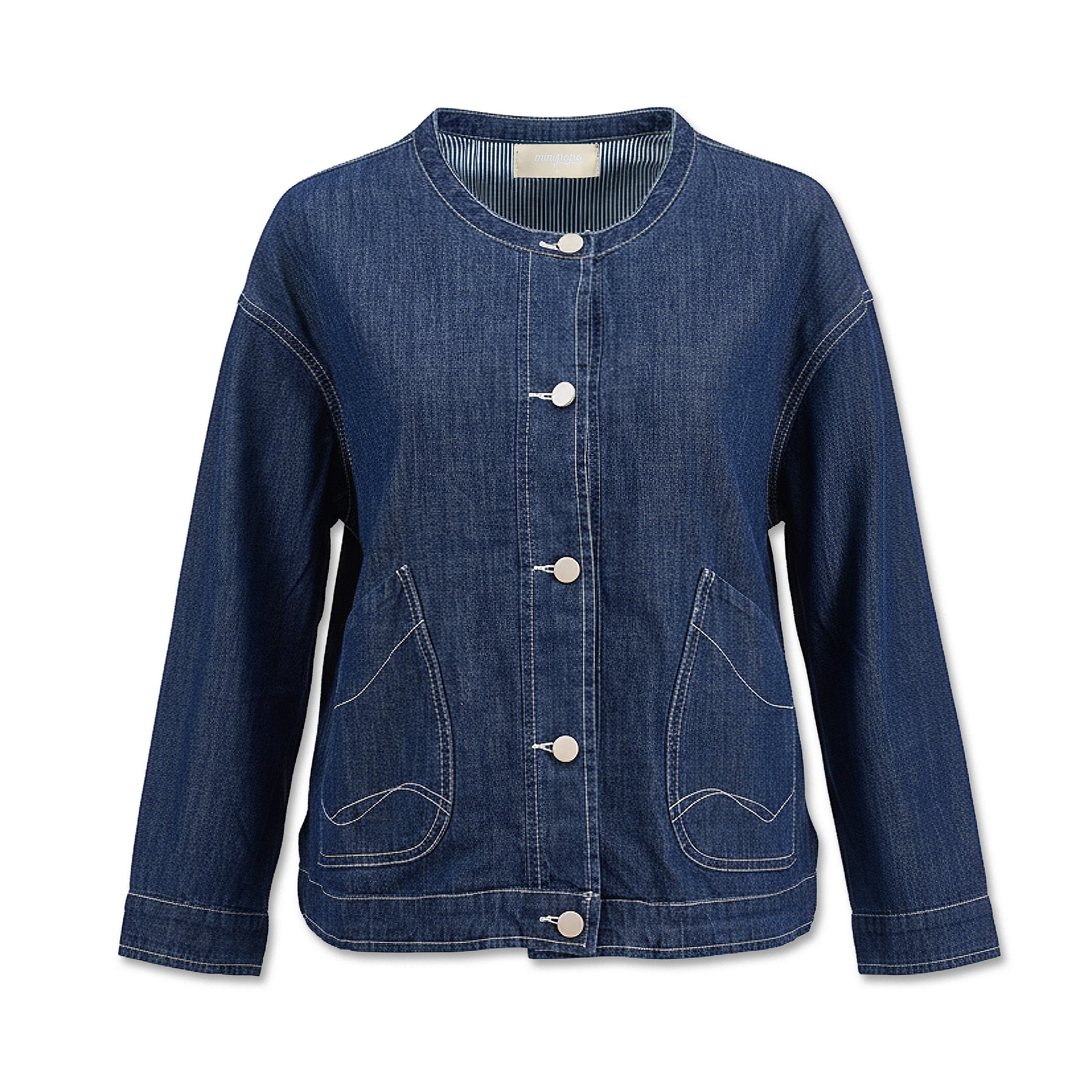 日系女裝牛仔圓領外套