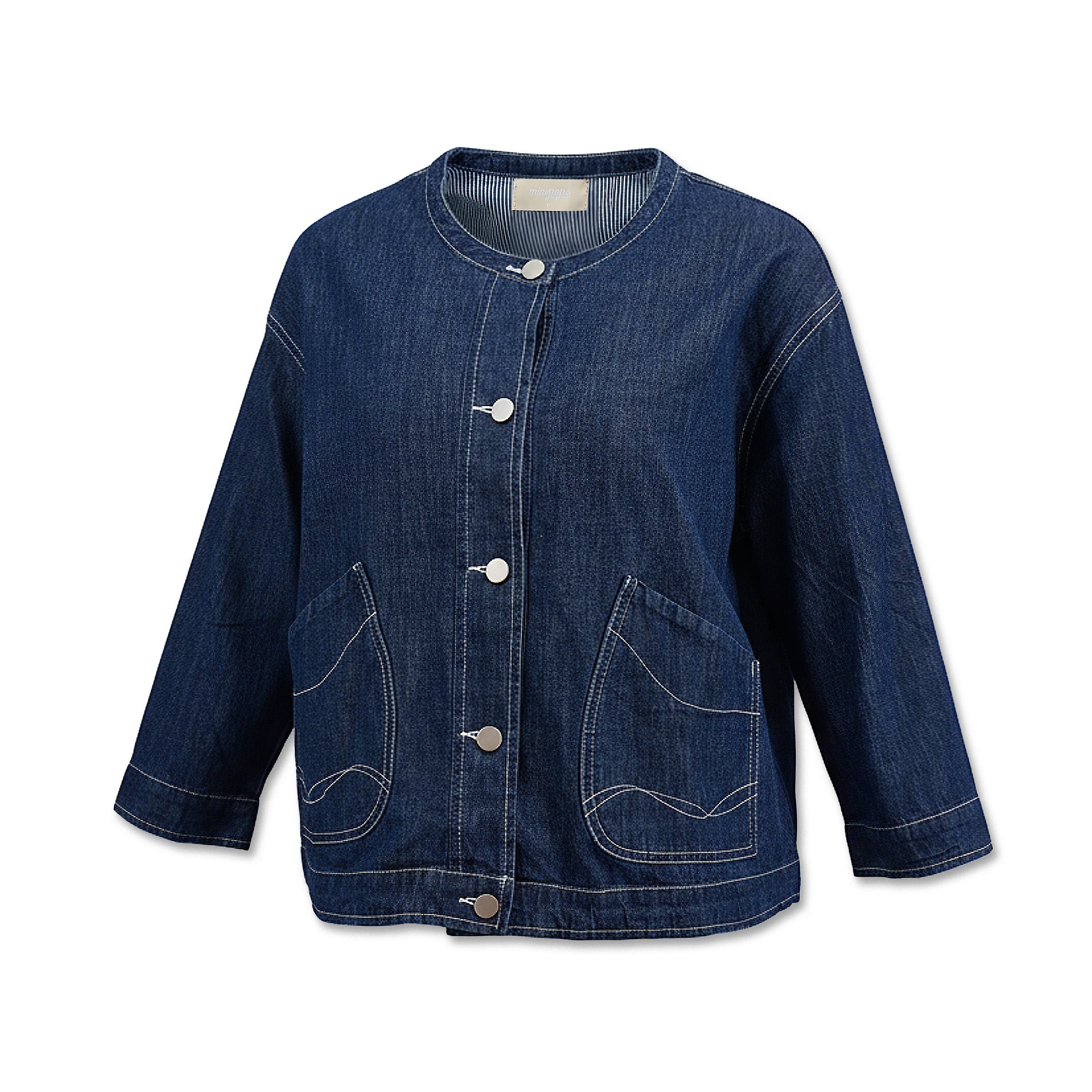 日系女裝牛仔圓領外套