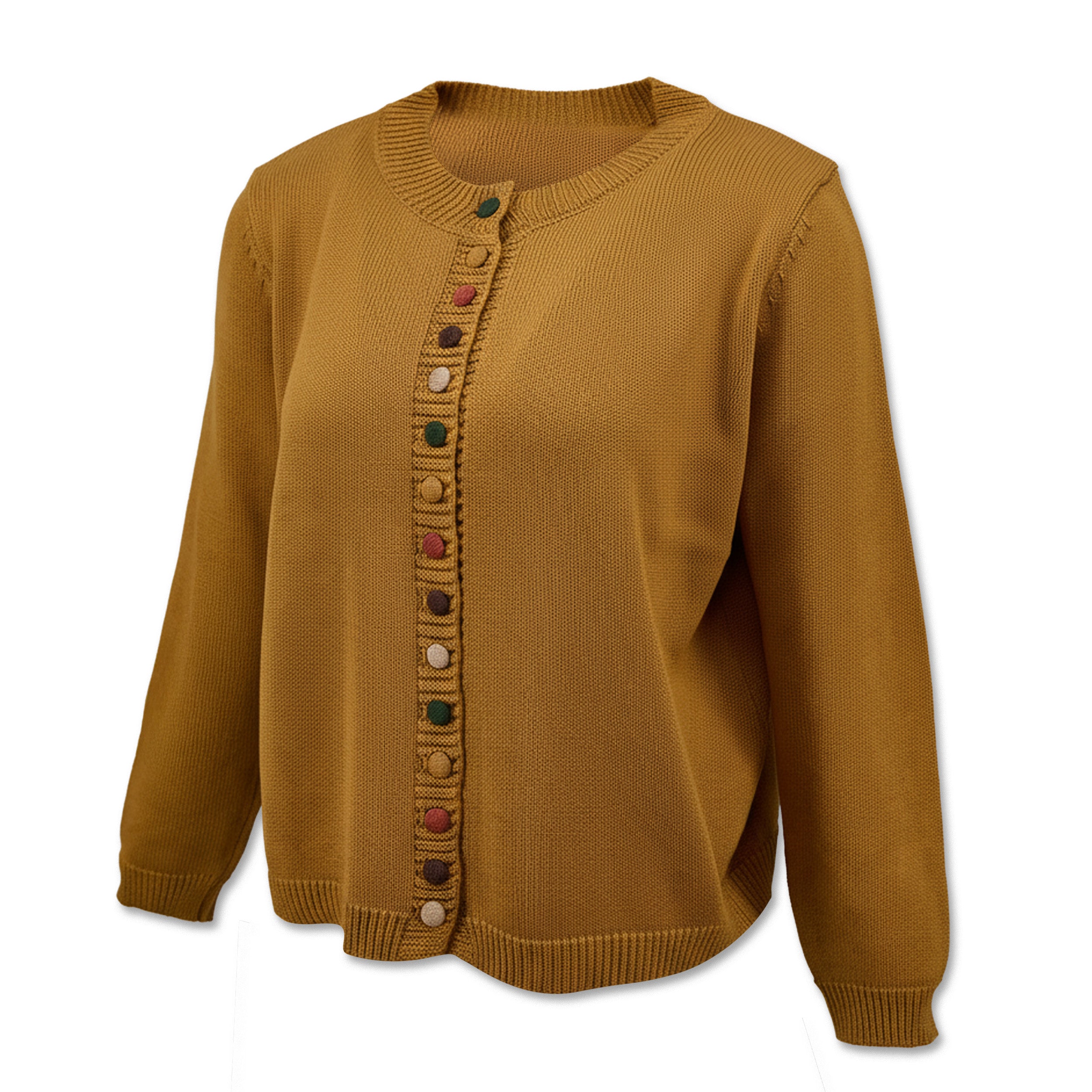 日系女裝彩色鈕扣針織外套